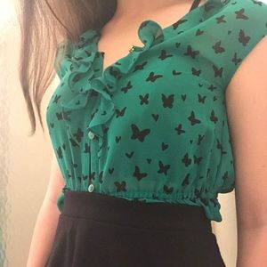 Butterfly Button Down Blouse